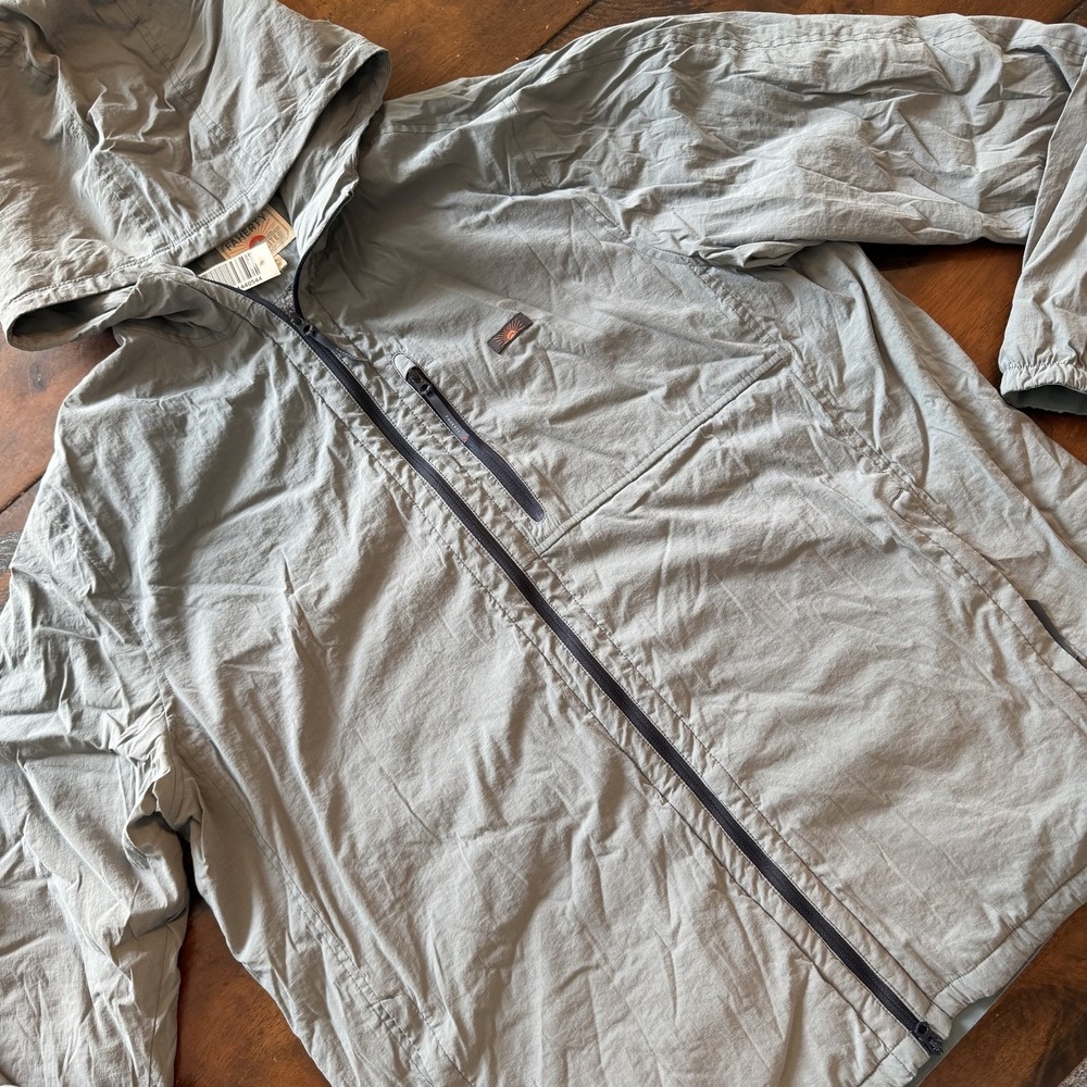 Faherty Shorelite Jacket Mens XL Gray Hooded Windbreaker Full Zip Lightweight